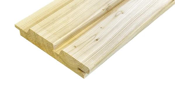 Szeroka deska elewacyjna z modrzewia kanadyjskiego Rhombo DUO 26×140 mm z podwójnym garbem i zamkiem pióro-wpust