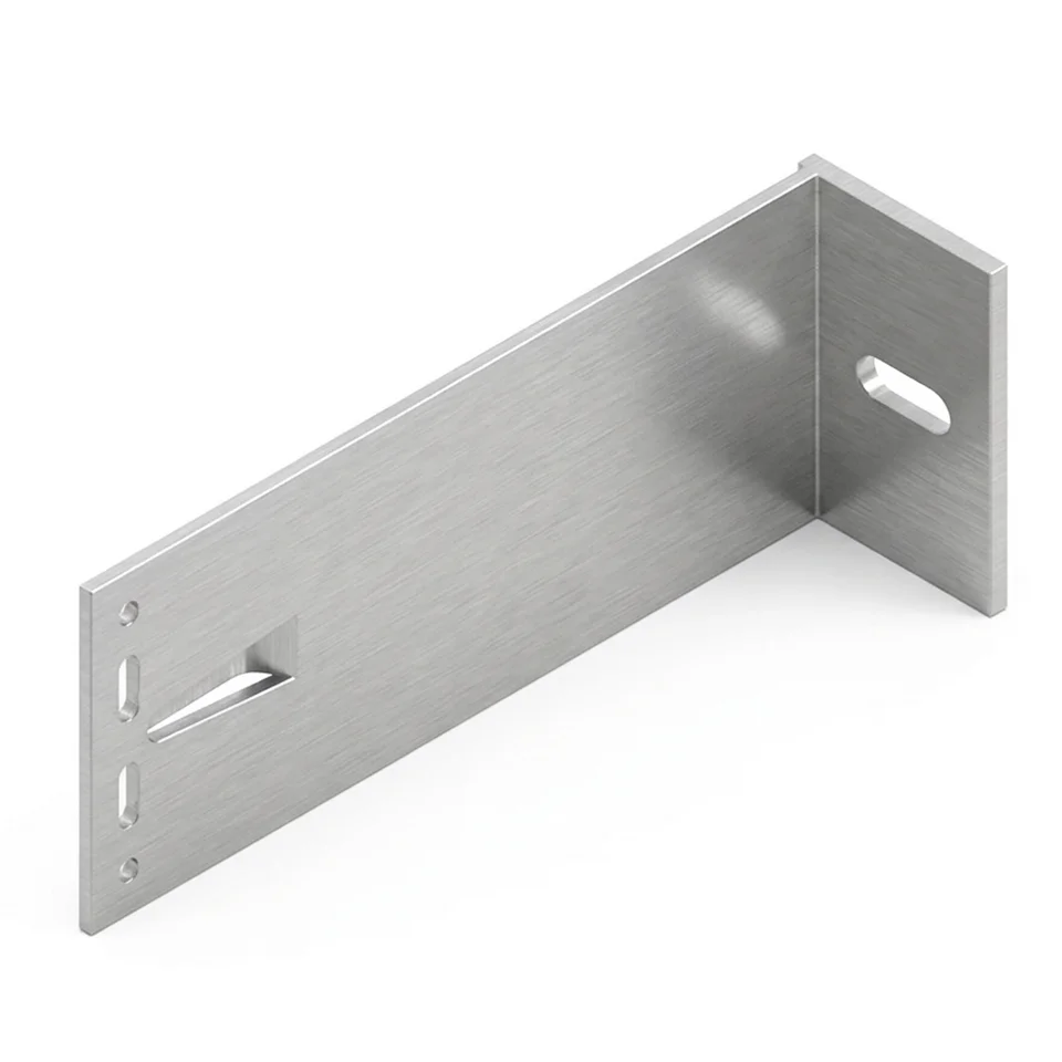 Aluminiowa konsola elewacyjna BMN o szerokości 80 mm, kątownik z płytką ścienną i otworami montażowymi